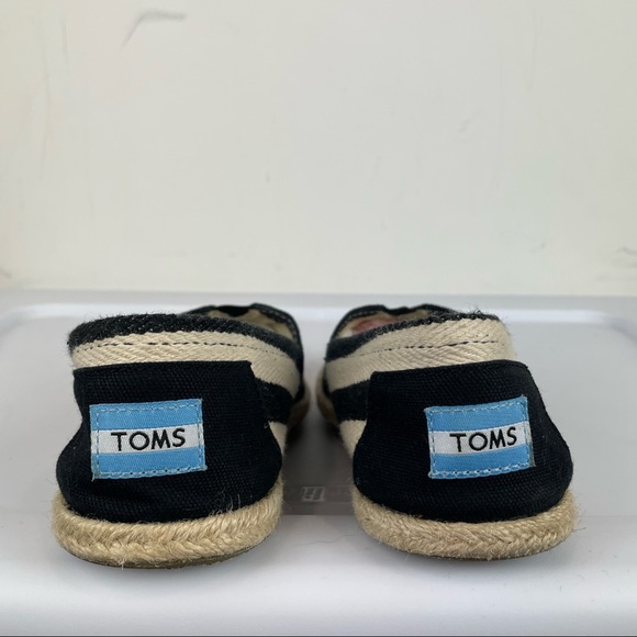 TOMS Womens Sz 7 Stripe University Classic Slip On Canvas Espadrille Shoes Black - Picture 8 of 9